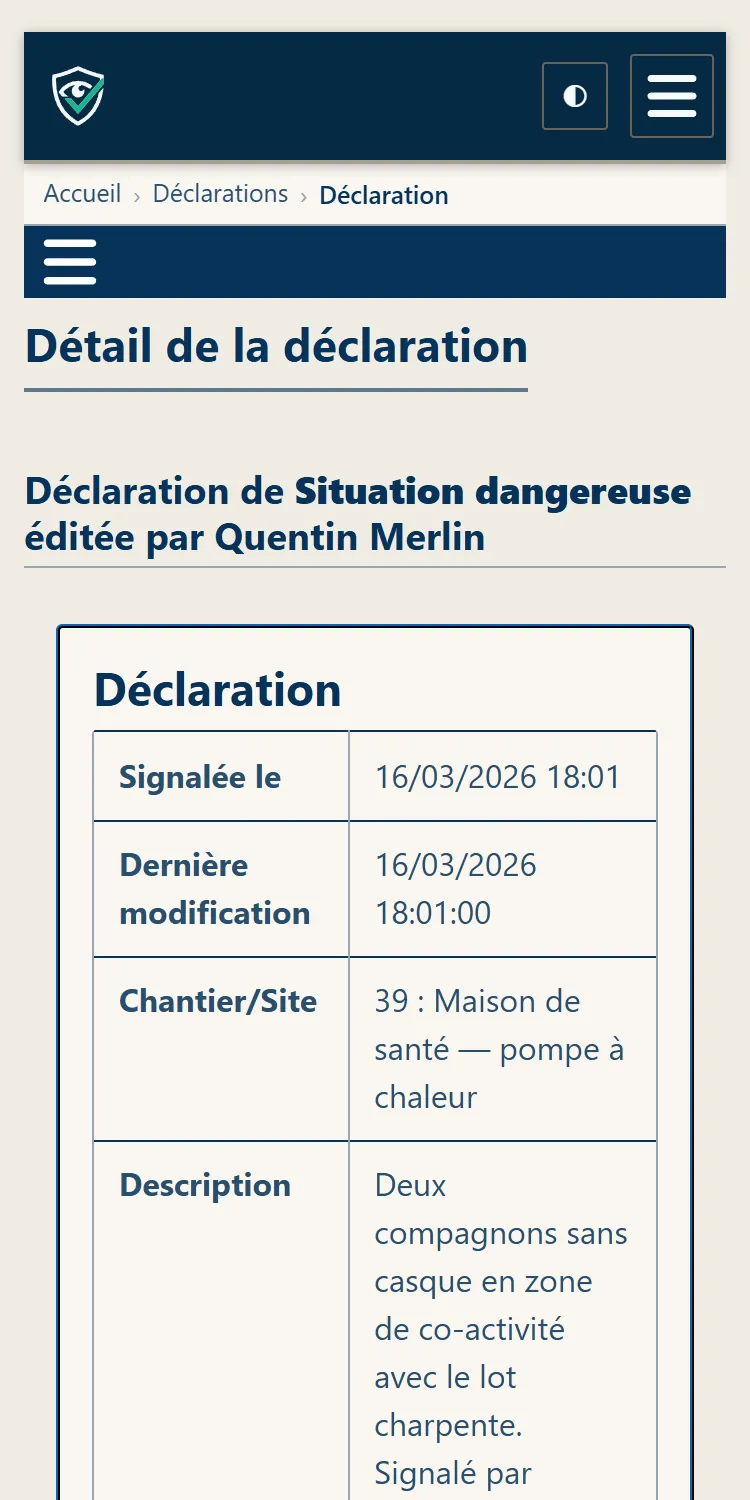La même page, en correction immédiate, sur téléphone