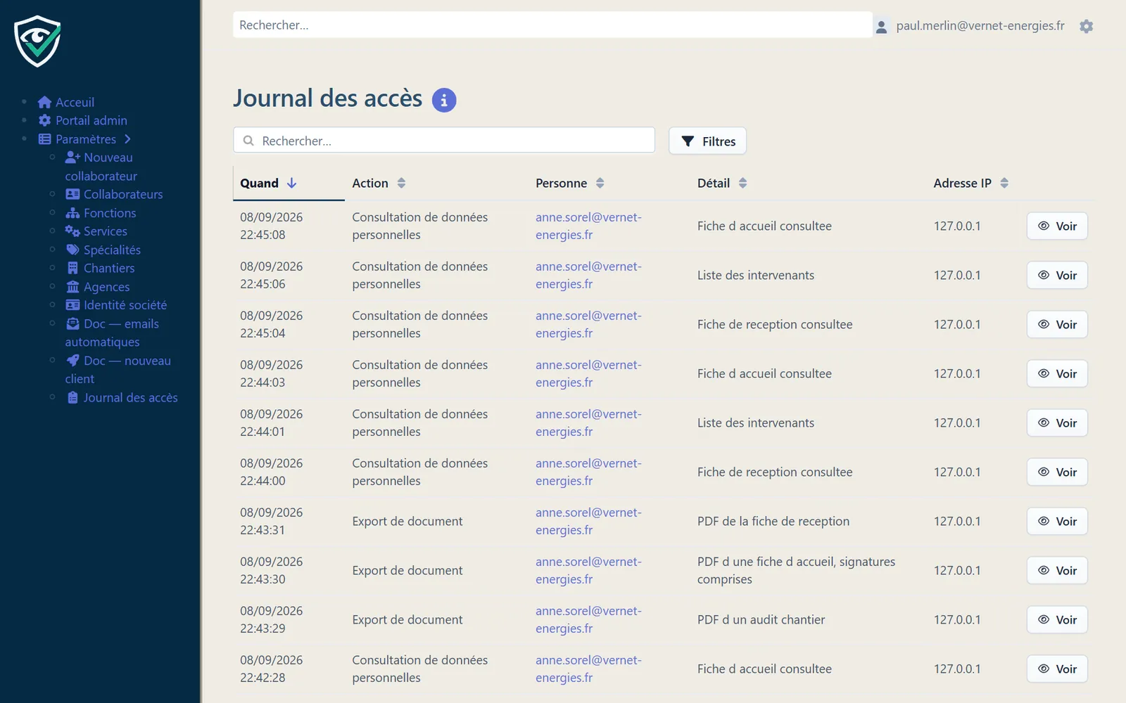 Le journal des accès